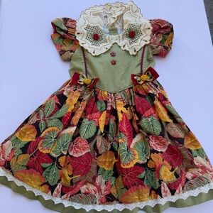 Pretty Originals Autumn Leaf Kids Smocked Dress